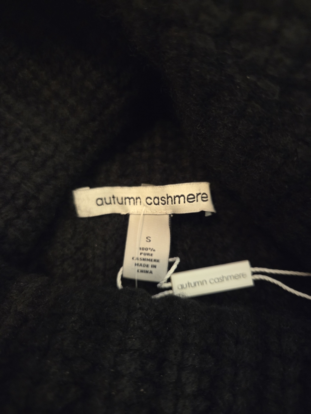 Autumn Cashmere Black Cable Knit Turtleneck Poncho - Picture 8 of 9